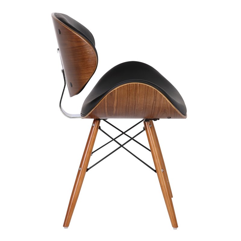 Armen Living Cassie Modern Faux Leather Dining Chair in Walnut and Black
