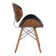 Armen Living Cassie Modern Faux Leather Dining Chair in Walnut and Black