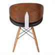 Armen Living Cassie Modern Faux Leather Dining Chair in Walnut and Black