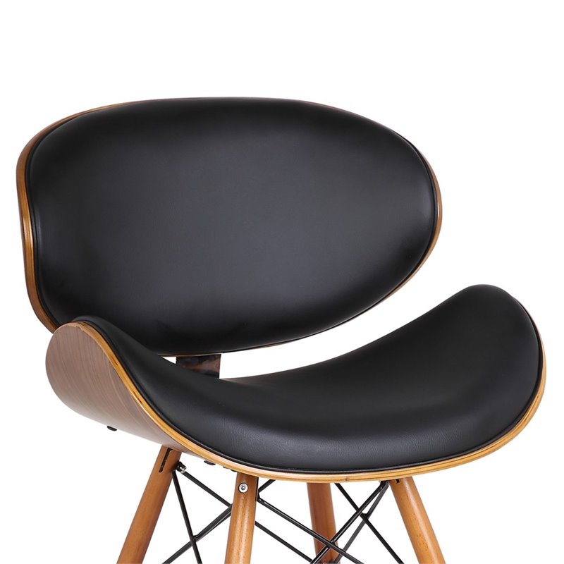 Armen Living Cassie Modern Faux Leather Dining Chair in Walnut and Black