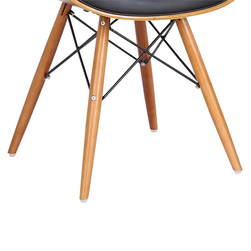 Armen Living Cassie Modern Faux Leather Dining Chair in Walnut and Black