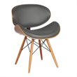 Armen Living Cassie Modern Faux Leather Dining Chair in Walnut and Gray