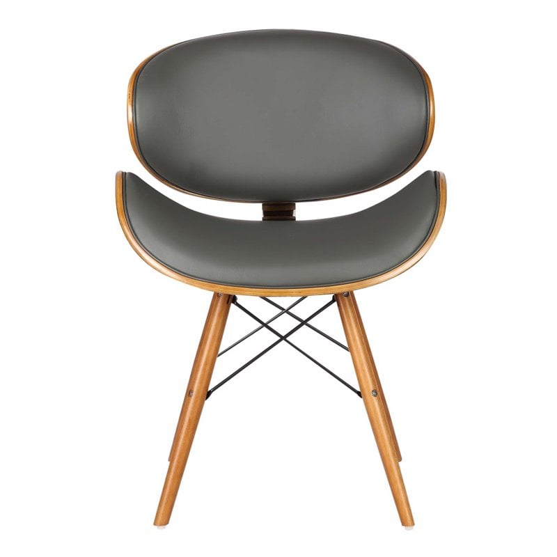 Armen Living Cassie Modern Faux Leather Dining Chair in Walnut and Gray