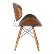 Armen Living Cassie Modern Faux Leather Dining Chair in Walnut and Gray