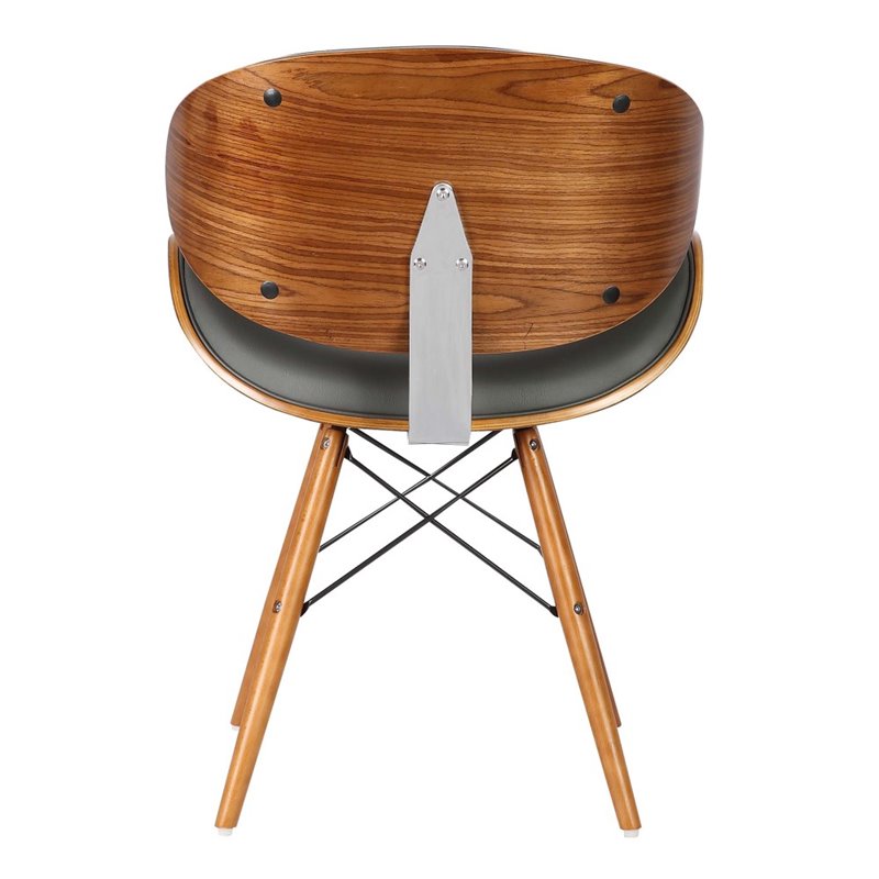 Armen Living Cassie Modern Faux Leather Dining Chair in Walnut and Gray