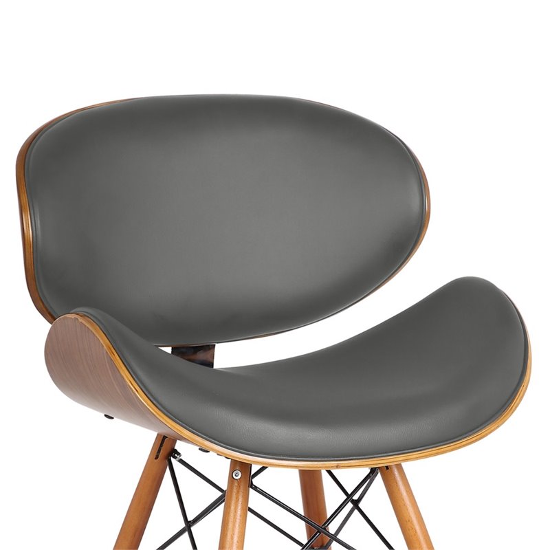Armen Living Cassie Modern Faux Leather Dining Chair in Walnut and Gray
