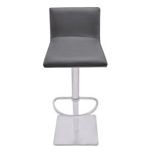Armen Living Crystal Modern Faux Leather Swivel Bar Stool in Gray