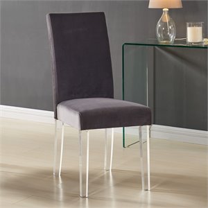 armen living dalia modern velvet upholstered dining chair in gray (set of 2)