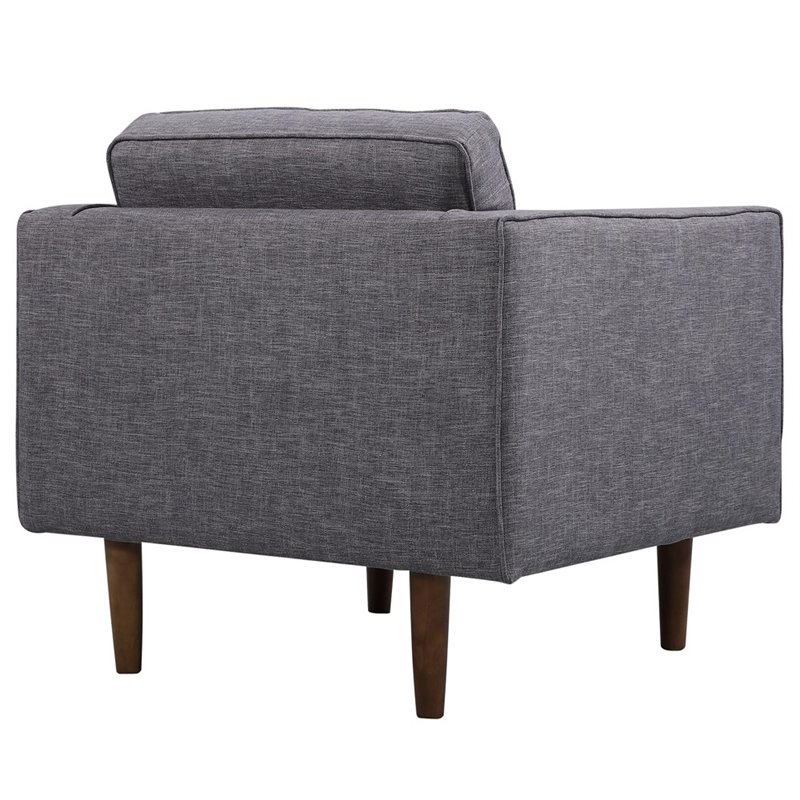 Armen Living Element Modern Linen Fabric & Wood Chair in Dark Gray/Walnut