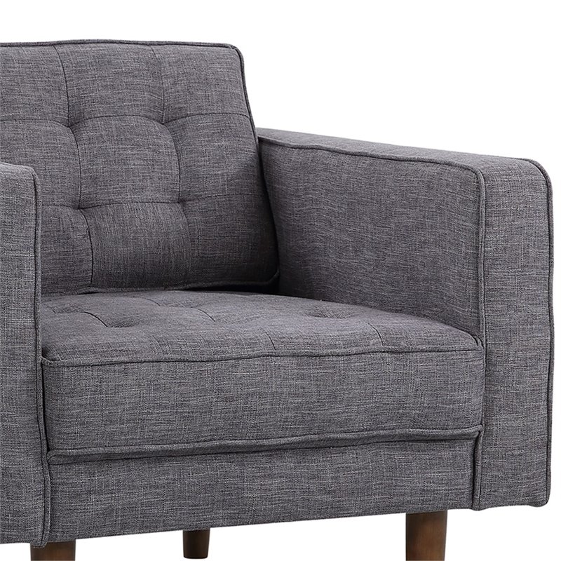 Armen Living Element Modern Linen Fabric & Wood Chair in Dark Gray/Walnut