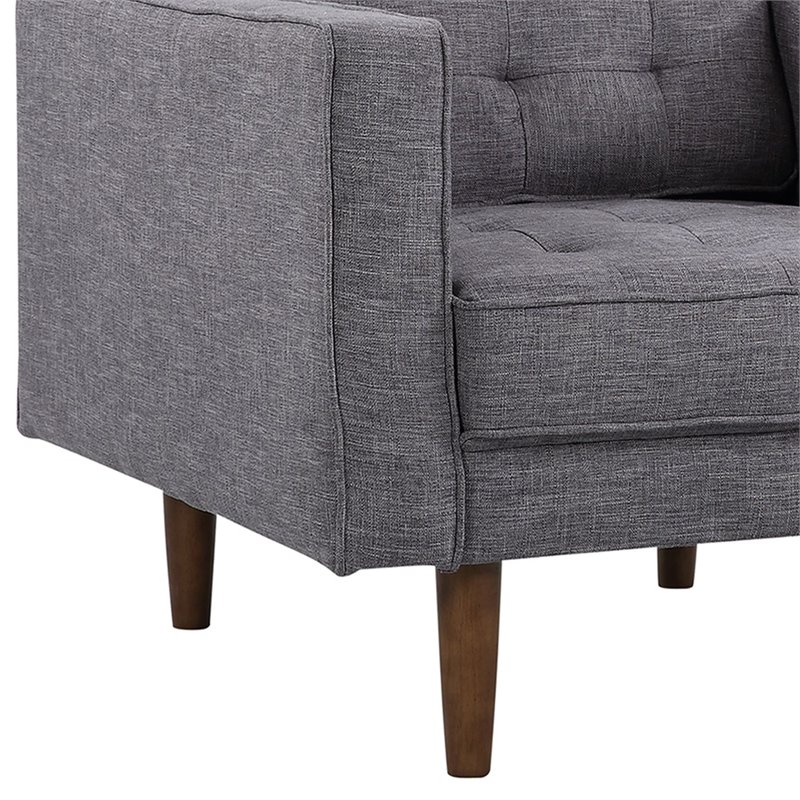 Armen Living Element Modern Linen Fabric & Wood Chair in Dark Gray/Walnut