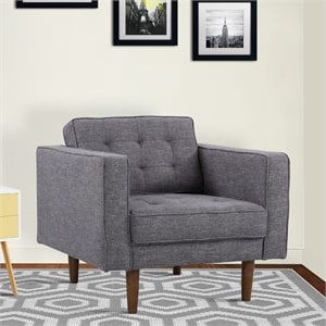 Armen Living Element Modern Linen Fabric & Wood Chair in Dark Gray/Walnut