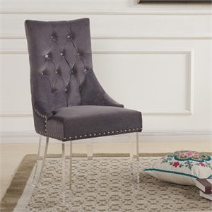 Armen Living Gobi Modern Velvet Upholstered Dining Chair in Gray