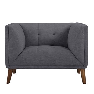 Armen Living Hudson Modern Fabric Chair in Dark Gray and Walnut