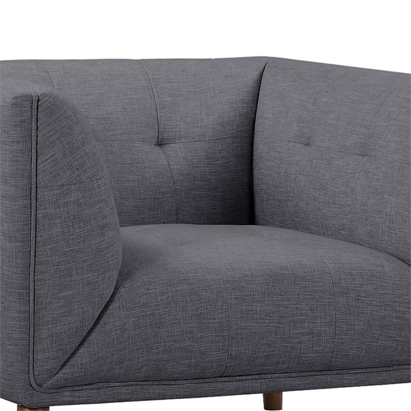 Armen Living Hudson Modern Fabric Chair in Dark Gray and Walnut