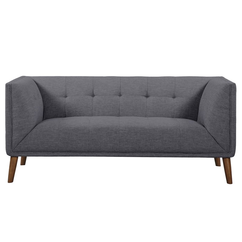 Armen Living Hudson Modern Fabric Upholstered Loveseat in Dark Gray