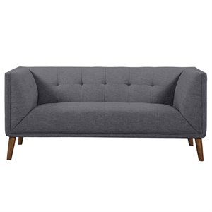 Armen Living Hudson Modern Fabric Upholstered Loveseat in Dark Gray
