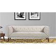 Armen Living Hudson Button-Tufted Fabric Upholstered Sofa in Beige