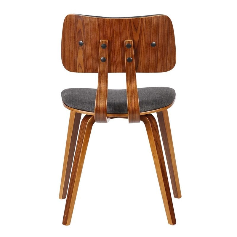Armen Living Jaguar Modern Wood & Fabric Dining Chair in Walnut/Charcoal