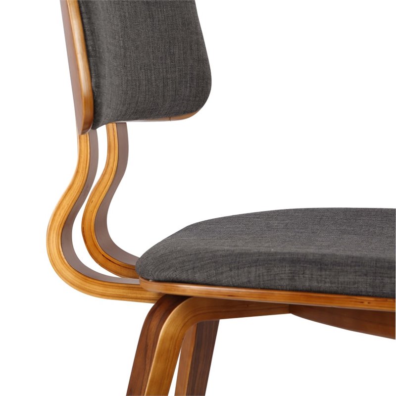 Armen Living Jaguar Modern Wood & Fabric Dining Chair in Walnut/Charcoal