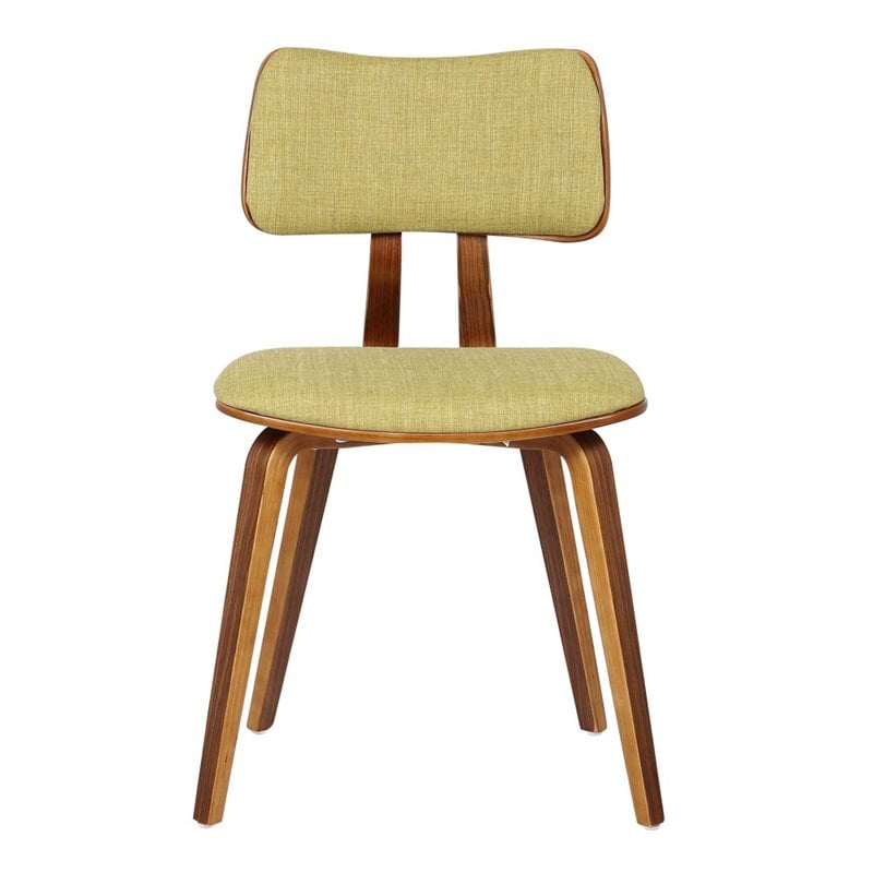 Armen Living Jaguar Modern Wood Dining Chair in Walnut Wood and Green