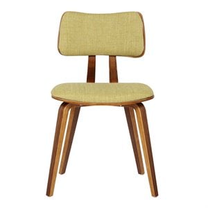 Armen Living Jaguar Modern Wood Dining Chair in Walnut Wood and Green