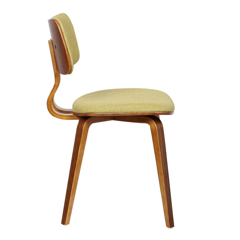 Armen Living Jaguar Modern Wood Dining Chair in Walnut Wood and Green