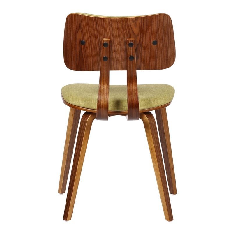 Armen Living Jaguar Modern Wood Dining Chair in Walnut Wood and Green