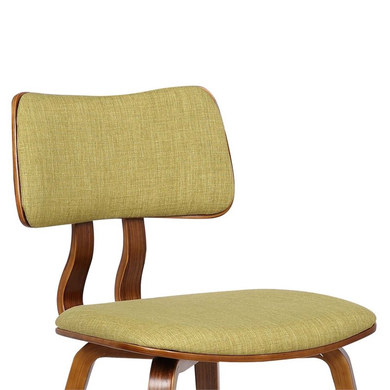 Armen Living Jaguar Modern Wood Dining Chair in Walnut Wood and Green