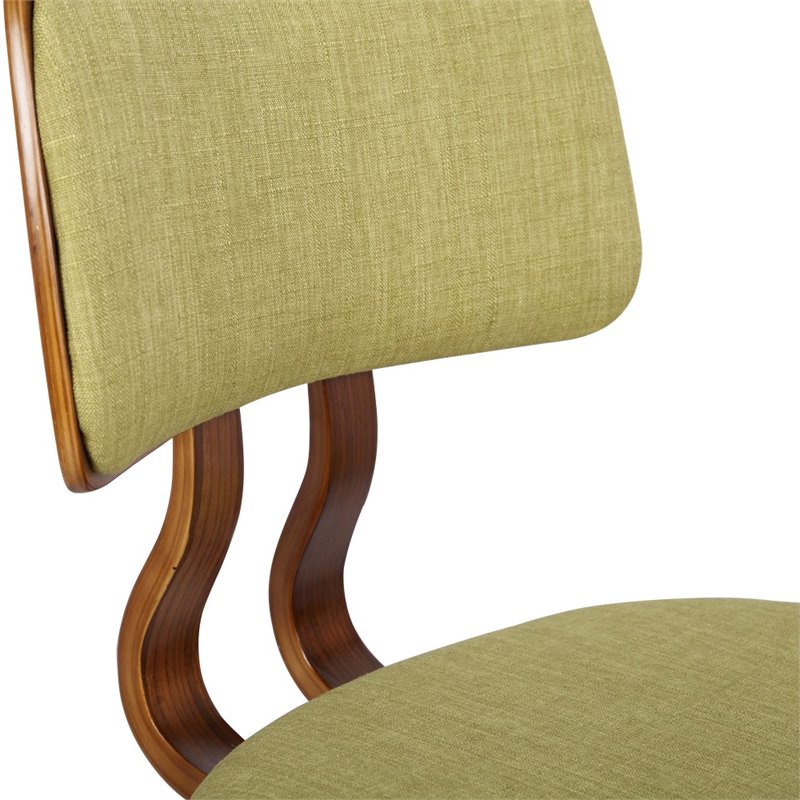 Armen Living Jaguar Modern Wood Dining Chair in Walnut Wood and Green