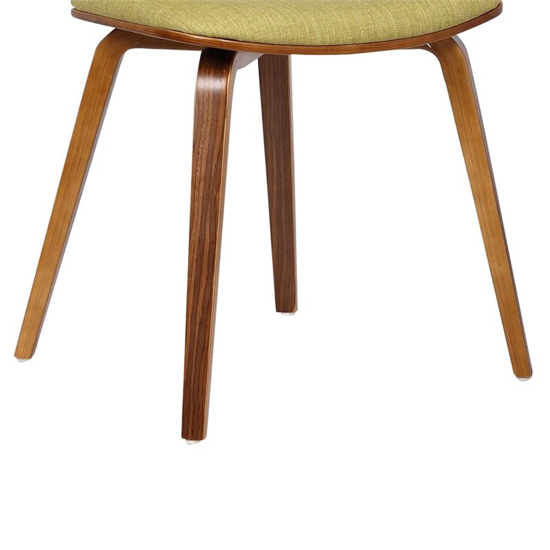 Armen Living Jaguar Modern Wood Dining Chair in Walnut Wood and Green