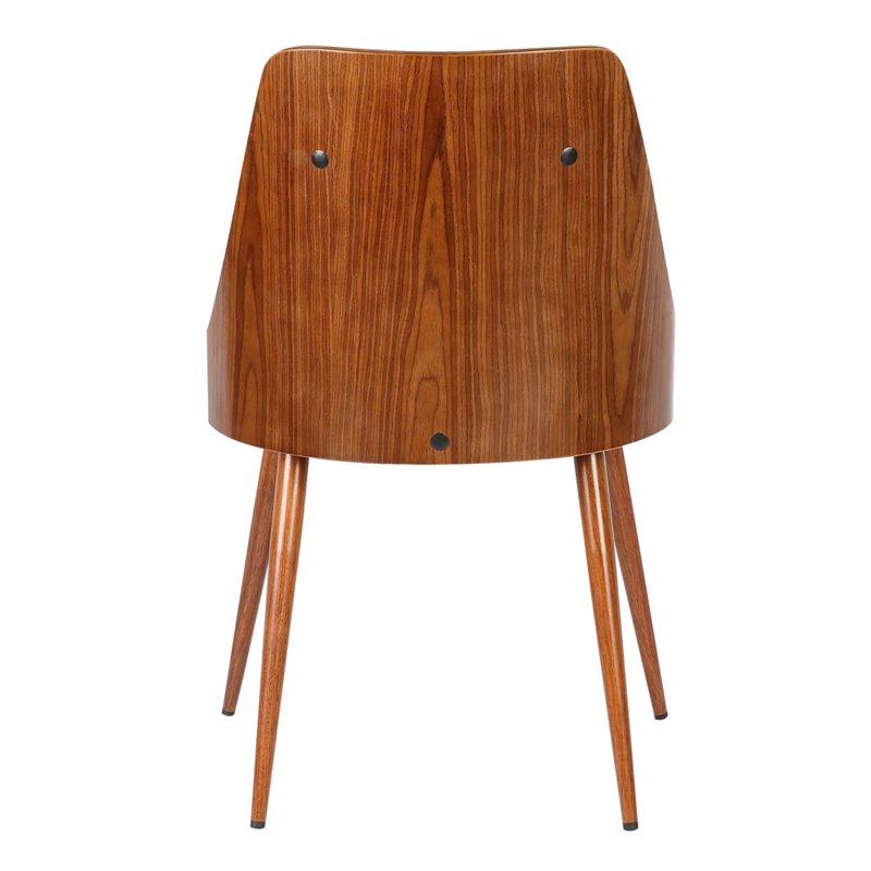 Armen Living Lily Modern Leather Dining Chair in Walnut Wood and Black