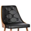 Armen Living Lily Modern Leather Dining Chair in Walnut Wood and Black