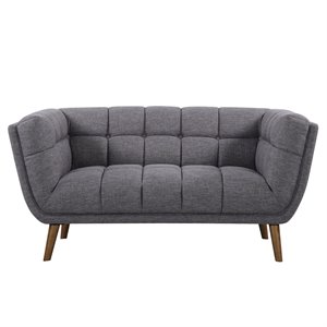 Armen Living Phantom Upholstered Modern Fabric Loveseat in Dark Gray