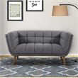 Armen Living Phantom Upholstered Modern Fabric Loveseat in Dark Gray