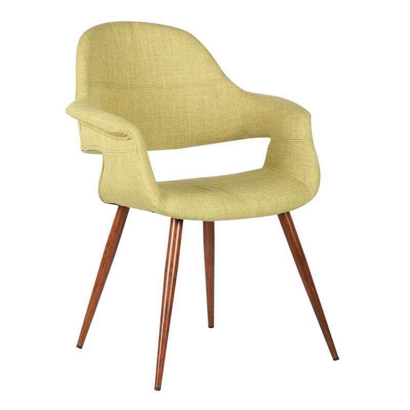 Armen Living Phoebe Modern Fabric Dining Chair in Walnut Wood and Green