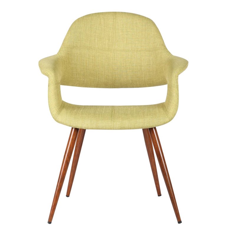 Armen Living Phoebe Modern Fabric Dining Chair in Walnut Wood and Green