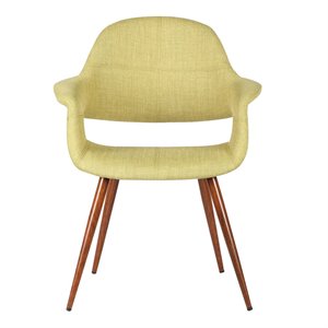 Armen Living Phoebe Modern Fabric Dining Chair in Walnut Wood and Green