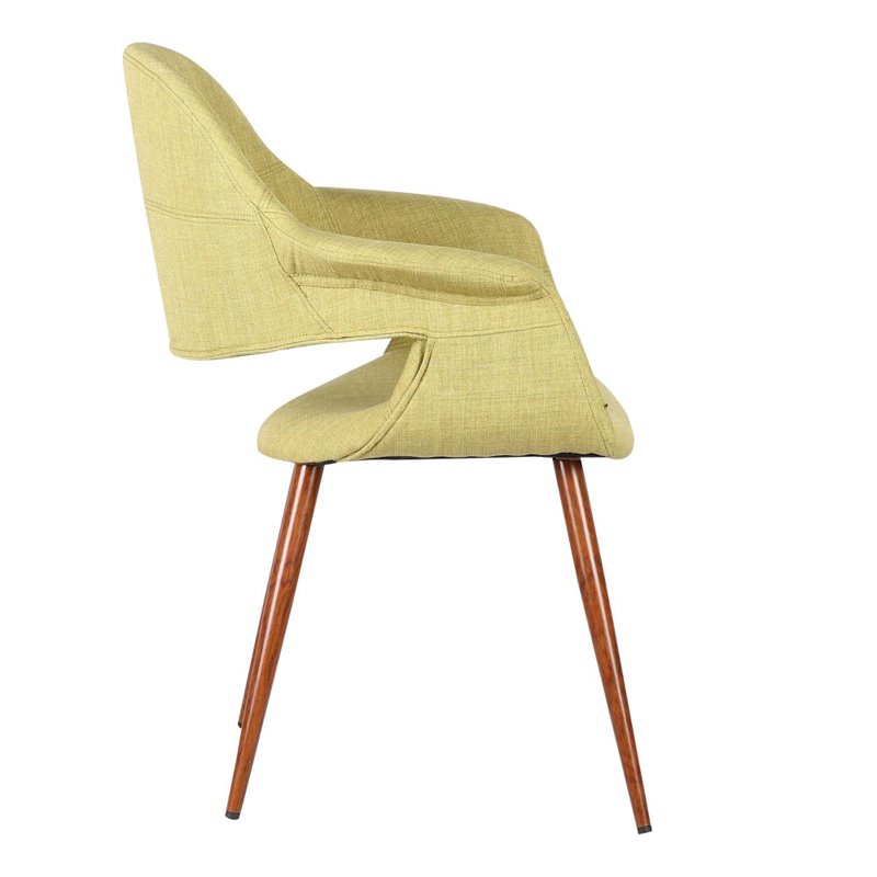 Armen Living Phoebe Modern Fabric Dining Chair in Walnut Wood and Green