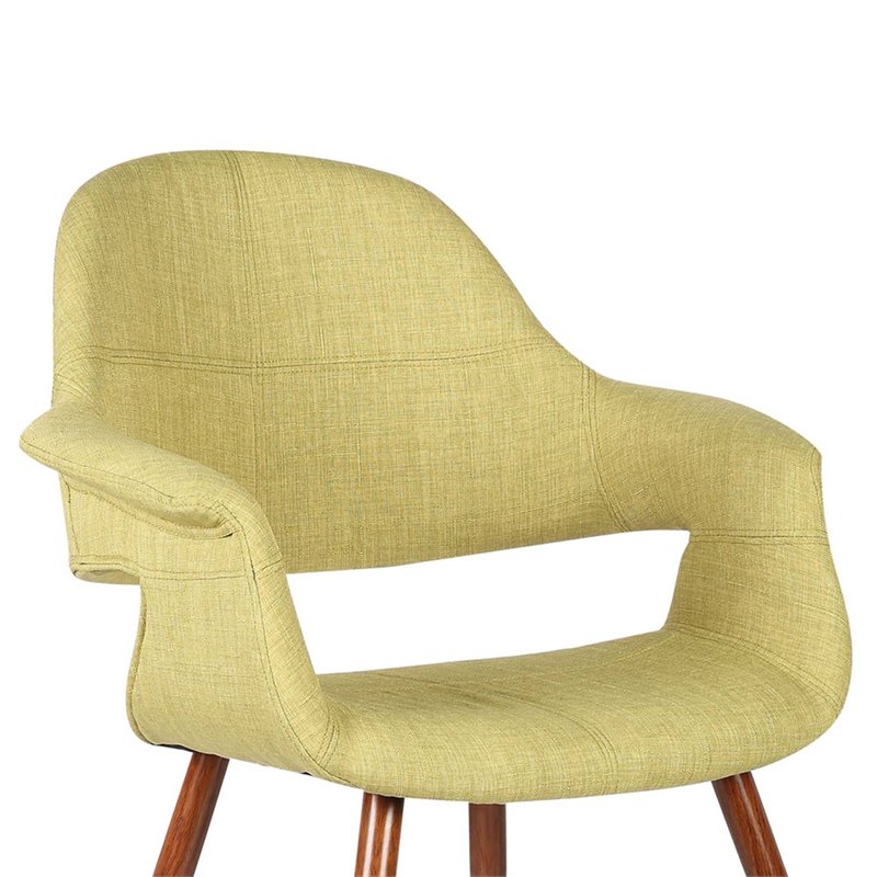 Armen Living Phoebe Modern Fabric Dining Chair in Walnut Wood and Green