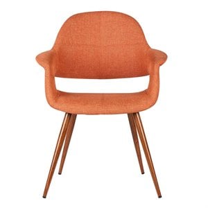 Armen Living Phoebe Modern Fabric Dining Chair in Walnut Wood and Orange