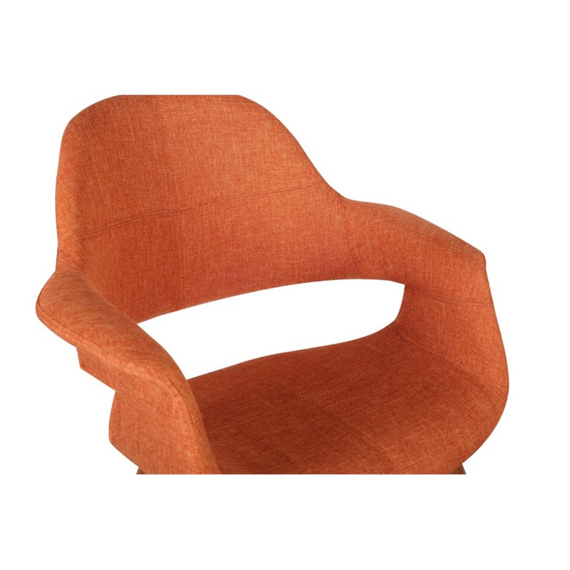 Armen Living Phoebe Modern Fabric Dining Chair in Walnut Wood and Orange