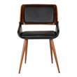 Armen Living Panda Modern Leather Dining Chair in Walnut Wood and Black