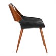 Armen Living Panda Modern Leather Dining Chair in Walnut Wood and Black