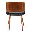 Armen Living Panda Modern Leather Dining Chair in Walnut Wood and Black