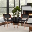 Armen Living Panda Modern Leather Dining Chair in Walnut Wood and Black