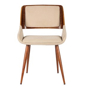 Armen Living Panda Modern Fabric Dining Chair in Walnut Wood and Brown