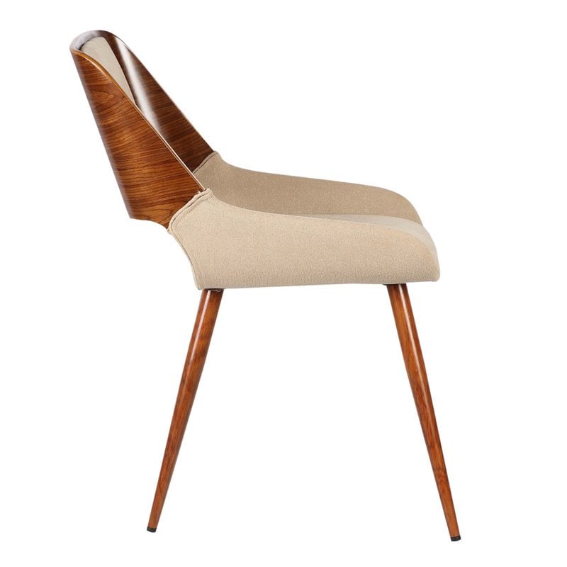 Armen Living Panda Modern Fabric Dining Chair in Walnut Wood and Brown