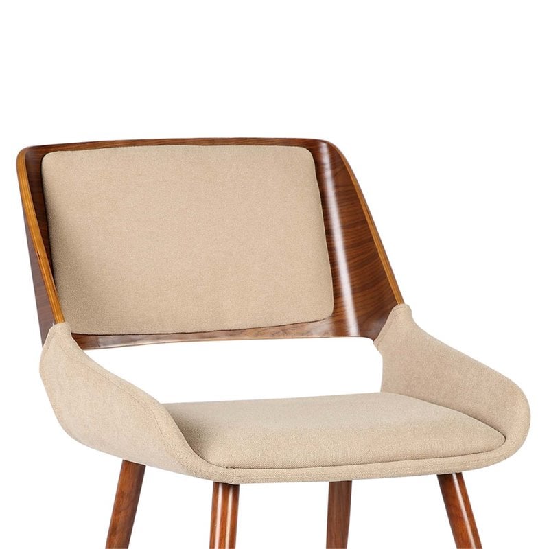 Armen Living Panda Modern Fabric Dining Chair in Walnut Wood and Brown