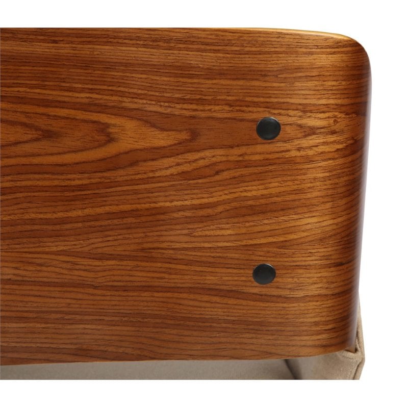 Armen Living Panda Modern Fabric Dining Chair in Walnut Wood and Brown